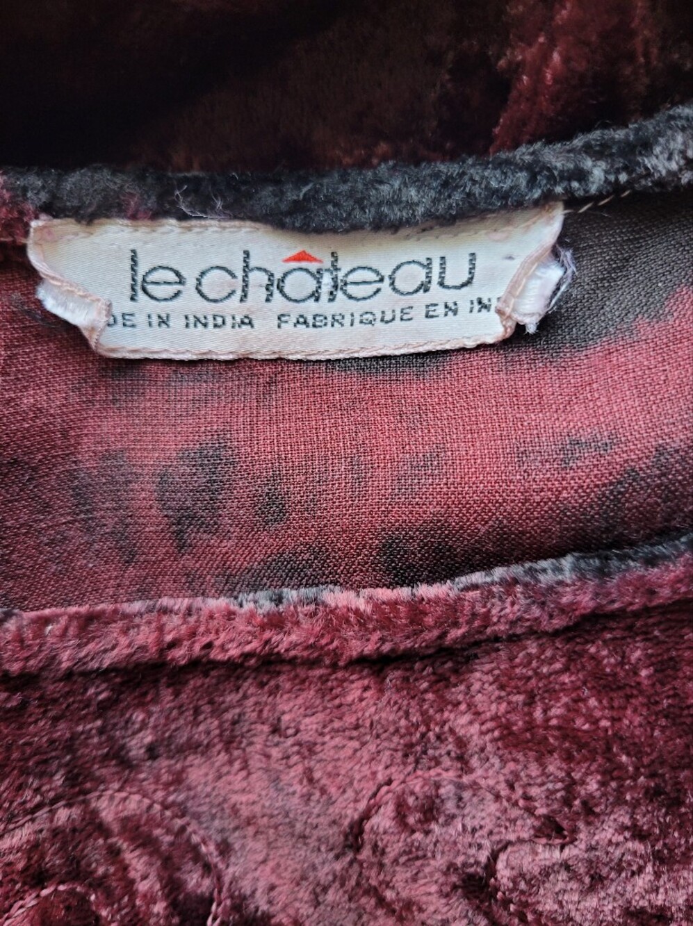Vintage Le Château Velvet Patchwork Babydoll Tunic, Size S - Picture 6 of 9